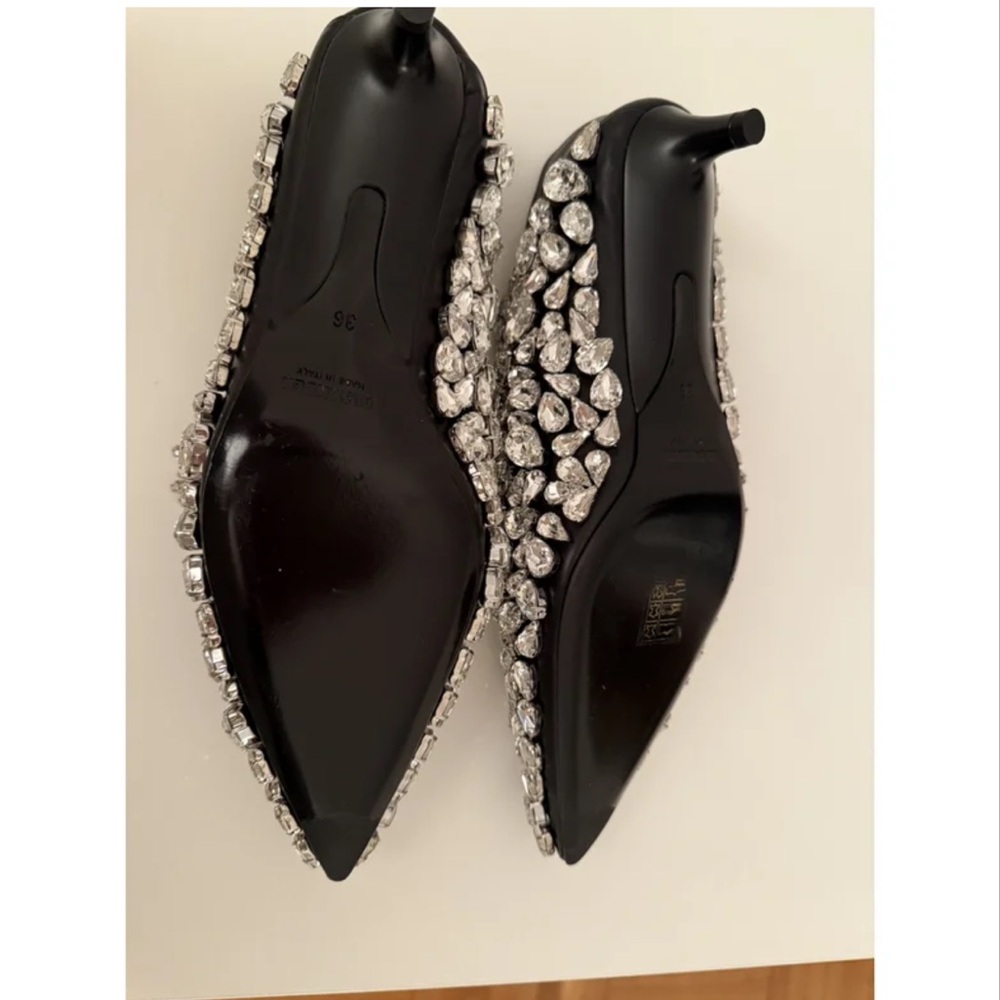 JIL SANDER RARE LEATHER CRYSTAL KITTEN HEELS SZ 36 - Picture 6 of 10